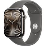 Apple Watch Series 10, 46 mm, GPS + Cellular, Titangehäuse Natur, Sportarmband Steingrau, M/L