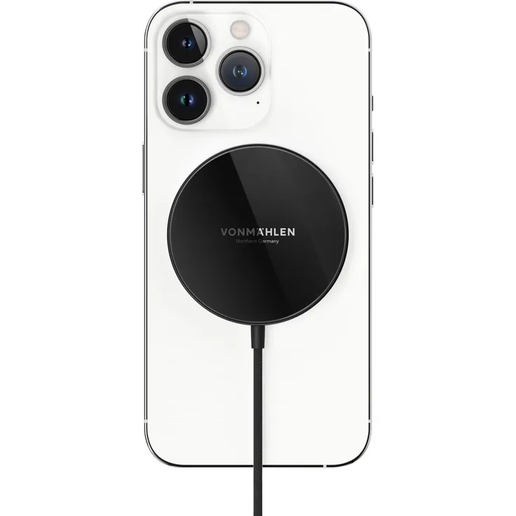 Vonmählen Aura Mini Black (15 W), Wireless Charger, Schnelles Laden mit integrierten Magneten