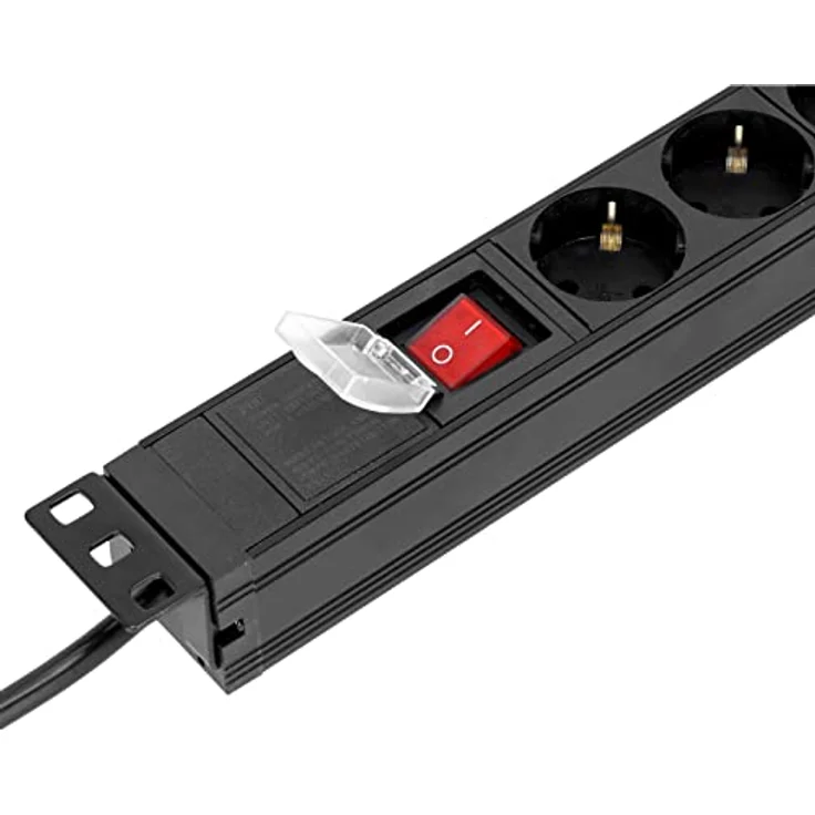 Adam Hall Steckdosenleiste 87471 X7 - 1HE 7-Fach mit Schalter & Schutzkappe - 2 m - Type EF (CEE 7/7) - Abgewinkelt - Aluminium - Indoor – Bild 3