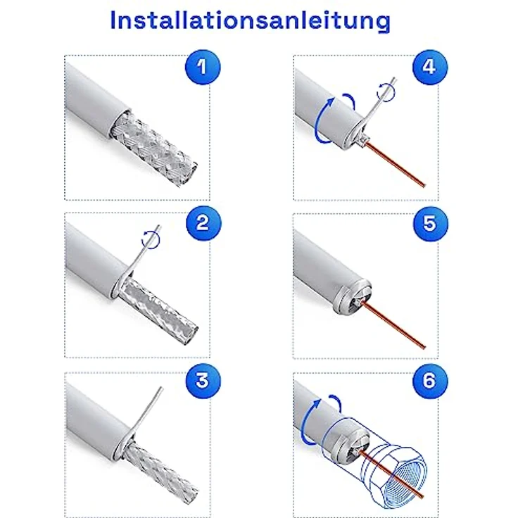 135dB 100m Koaxial SAT Kabel HQ-135 PRO 4-fach geschirmt für DVB-S / S2 DVB-C und DVB-T BK Anlagen + 10 vergoldete F-Stecker SET Gratis dazu – Bild 3