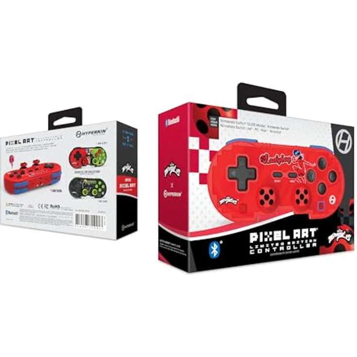 Hyperkin Miraculous Wireless Ladybug Controller, kabelloses Gamepad für iOS, Switch OLED, PC, Mac, Android, ergonomisch, Blau, Rot, Schwarz – Bild 3