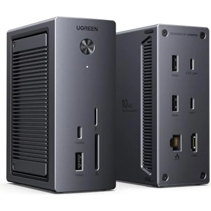 UGREEN Revodok Pro Docking Station, 10-in-1 USB C Hub mit M.2 NVMe Gehäuse, 4K HDMI, 10Gbps Datenübertragung, Gigabit Ethernet, 100W PD, kompatibel mit MacBook Pro/Air und Windows-Laptops