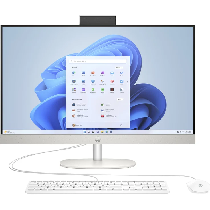 HP 27-cr0005ng All-in-One-PC, 68,6 cm (27") Full HD, AMD Ryzen 3, 8 GB RAM, 512 GB SSD, Windows 11 Home, muschelweiß – Bild 1