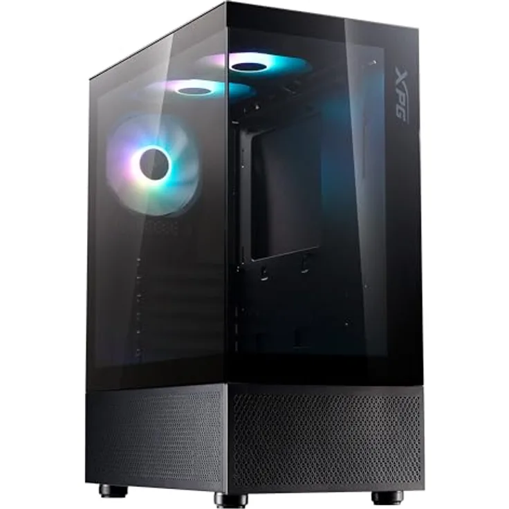 XPG Invader X Mini Black, ATX Mid Tower PC Gehäuse mit 5 ARGB-Lüftern, VGA Unterstützung bis 330mm, CPU Kühlung bis 166mm