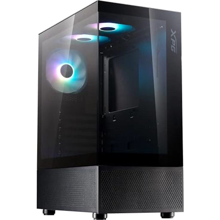 XPG Invader X Mini Black, ATX Mid Tower PC Gehäuse mit 5 ARGB-Lüftern, VGA Unterstützung bis 330mm, CPU Kühlung bis 166mm – Bild 1