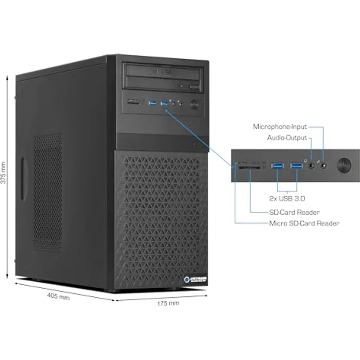 Ankermann Office Ryzen, Desktop-PC mit AMD Ryzen 7 8700F, Nvidia GeForce GT 710 4GB, 16GB DDR5 RAM, 1TB NVMe SSD, Windows 11, MS Office 2024, Schwarz – Bild 3