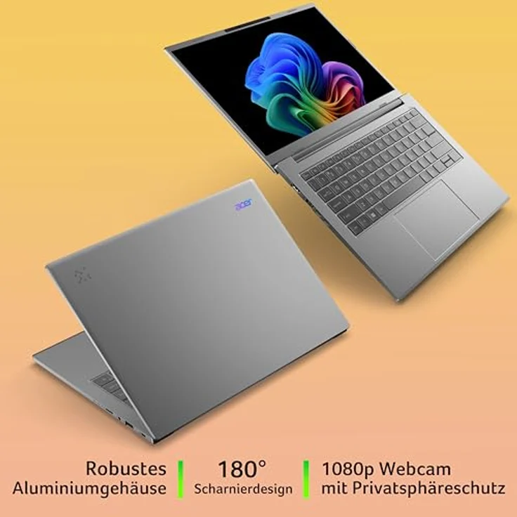 Acer Aspire 14 AI OLED (A14-61M-R8XZ), 14 Zoll WUXGA OLED Laptop, AMD Ryzen AI 5 330, 16 GB RAM, 1 TB SSD, AMD Radeon 820M, Windows 11, QWERTZ Tastatur, Silber – Bild 4