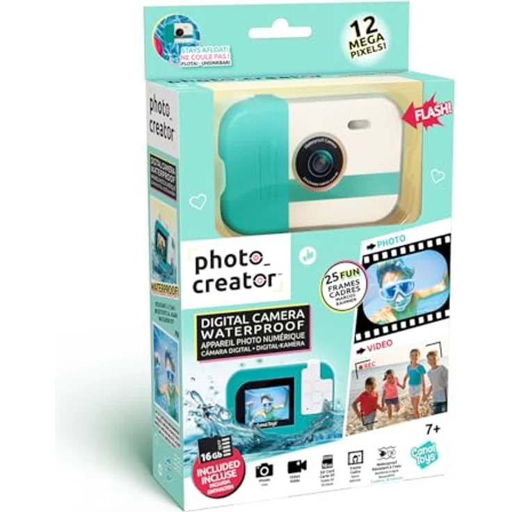 Canal Toys Photo Creator - Kinder Kamera Waterproof IP68, bis 3 m wasserdicht + schwimmfähig, 16 GB microSD, 2" LCD, Foto & Video, Selfie-Modus, USB-C - CLK079 – Bild 1