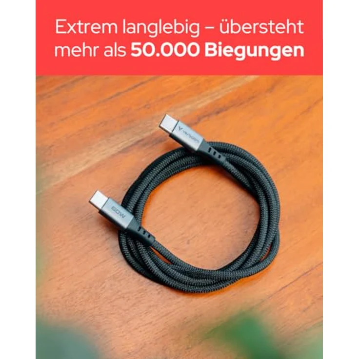 Verbatim Sync & Charge 60W Ladekabel USB C PD 3.0, 120 cm, Schnellladekabel für iPhone 17 Pro Max, Samsung Galaxy 25, MacBook Air, robust und langlebig – Bild 4