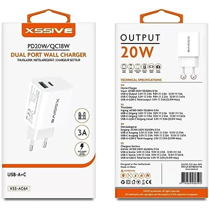 COFI 1453 PD 20W / QC 18W Fast Charge 3.0 PPS Typ-C USB Anschluss Schnell-Ladegerät Netzladegerät 3A Stecker weiß – Bild 4