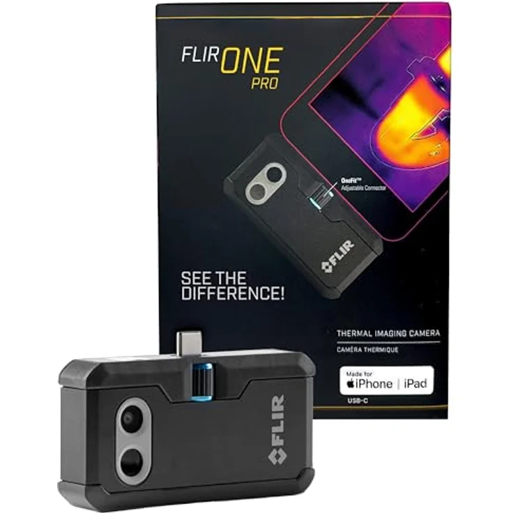 FLIR FP3IC Wärmebildkamera, Schwarz, 160 x 120 Pixel, thermische Empfindlichkeit 150 mK, USB-C, Akkulaufzeit bis 1 Stunde – Bild 1