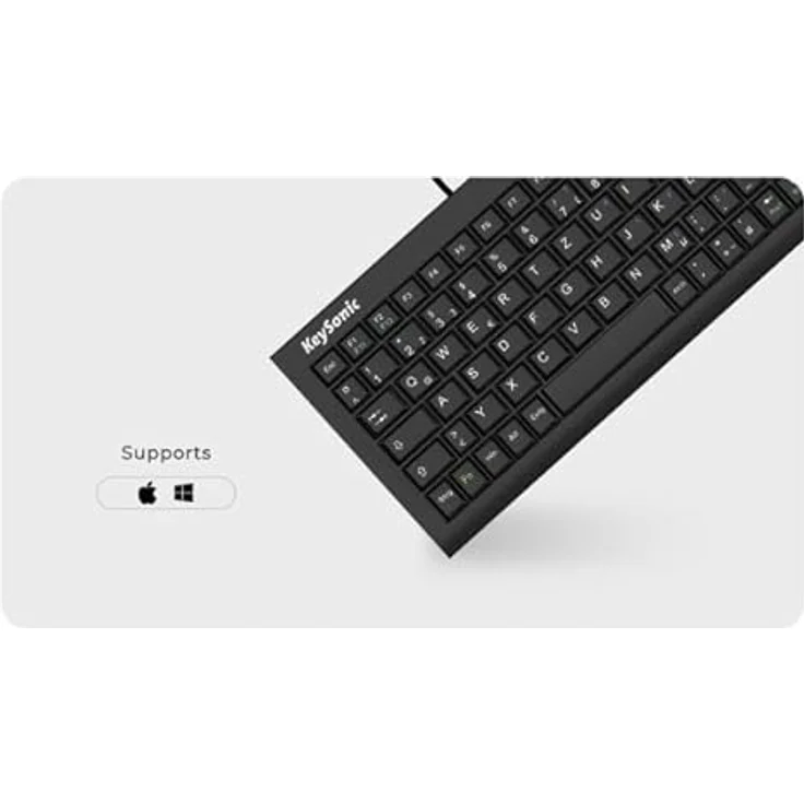 KeySonic TAS ACK-3401U, Kompakte Corded Tastatur (UK) mit SoftSkin Tasten, schwarz, kompatibel mit Windows & MacOS – Bild 2
