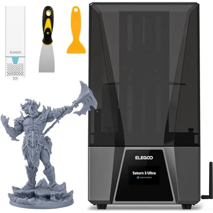 ELEGOO Saturn 3 Ultra 12K UV Lichthärtender MSLA Resin 3D Drucker mit 10 Zoll Monochrom-LCD Neuer ACF Trennfilm Wi-Fi Übertragung Große Druckgröße von 218.88 × 122.88 × 260 mm – Bild 1