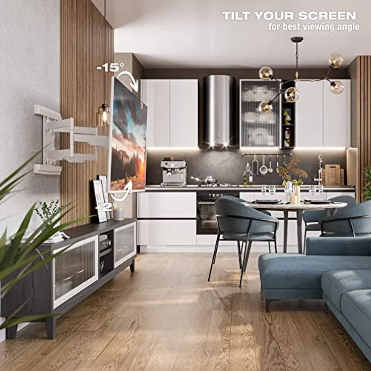 RICOO TV Wandhalterung Fernseher Schwenkbar Neigbar für 55-95 Zoll, Universal TV Halterung S7544-W, Fernsehhalterung für Wand, Wandhalterung Fernseher 65 Zoll+, bis 70 Kg mit max. VESA 400x400mm – Bild 3