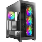 Xilence X818.ARGB XILENT Gleam Gaming PC Gehäuse, 4X 140mm ARGB Lüfter, ATX Midi Tower Case, Aquarium Glas Optik, mit Grafikkartenhalter, PWM/ARGB Control Board, für einen Guten Airflow, schwarz