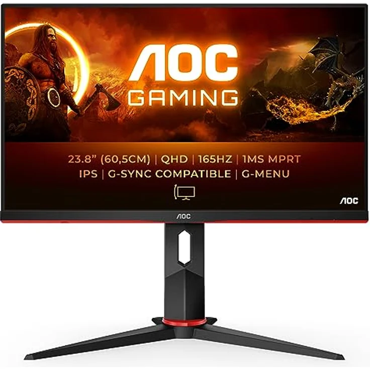 AOC Gaming Q24G2A - 24 Zoll QHD Monitor, 165 Hz, 1 ms MPRT, FreeSync Premium, G-Sync comp, (2560x1440, HDMI, DisplayPort) schwarz/rot – Bild 1