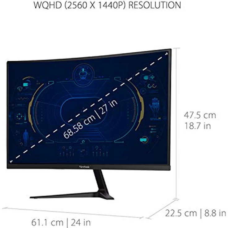 ViewSonic VX2718-2KPC-MHDJ 68,6 cm (27 Zoll) Curved Gaming-Monitor (QHD, FreeSync Premium, 1 ms, 165 Hz, geringer Input Lag, Schwarz) – Bild 5