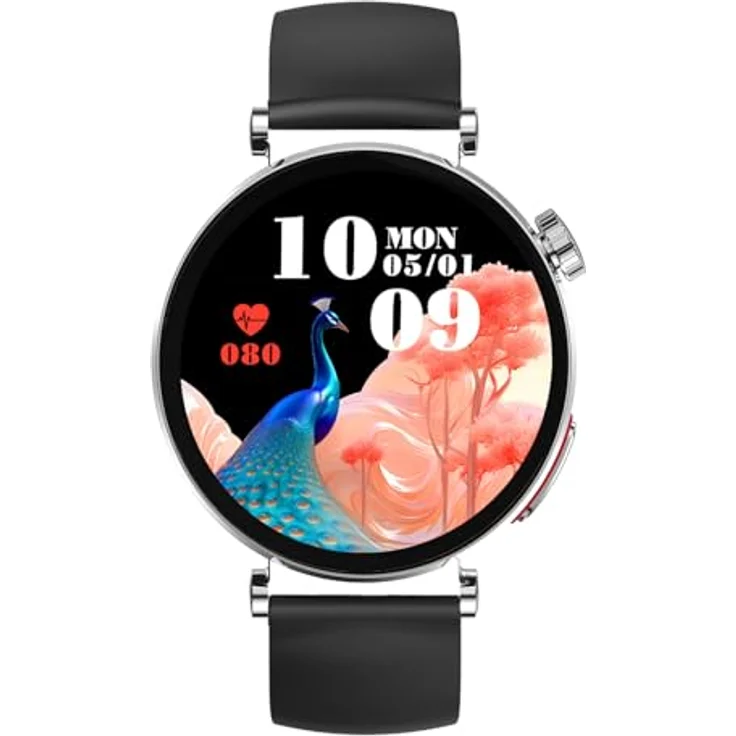 Knauermann NEO 2 (2025), Gesundheitsuhr Smartwatch in Silber mit EKG, HRV, Schlafapnoe-Überwachung, Blutdruckmessung und schwarzem Silikonband – Bild 1