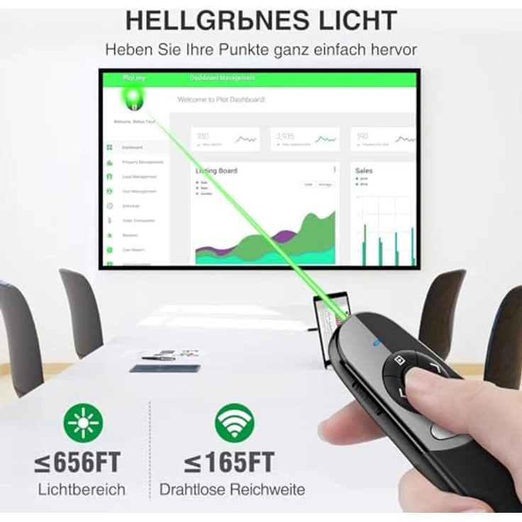 HASACOOL USB C Presenter, Kabellose 2.4 GHz Powerpoint Fernbedienung mit grünem Lichtpointer, Dual-Head-Empfänger für Windows/Mac/Linux/Android – Bild 4