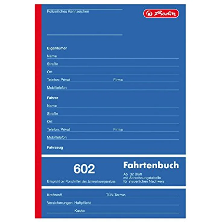 Herlitz 602 Fahrtenbuch A5 – Bild 1