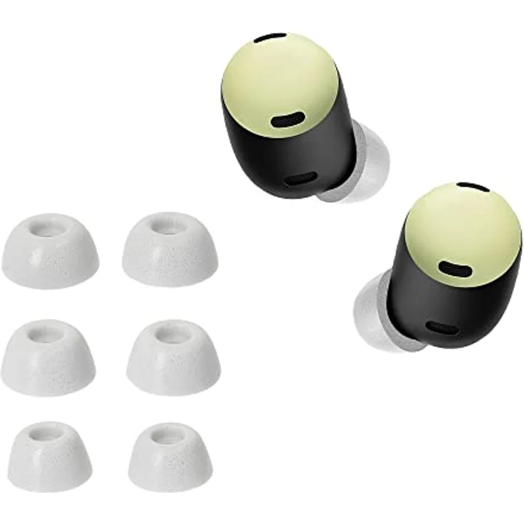 kwmobile 6X Ersatz In Ear Kopfhörer kompatibel mit Google Pixel Buds Pro, 3 Größen (S/M/L), Polster Ohrstöpsel, Memory-Schaum, Weiß – Bild 1
