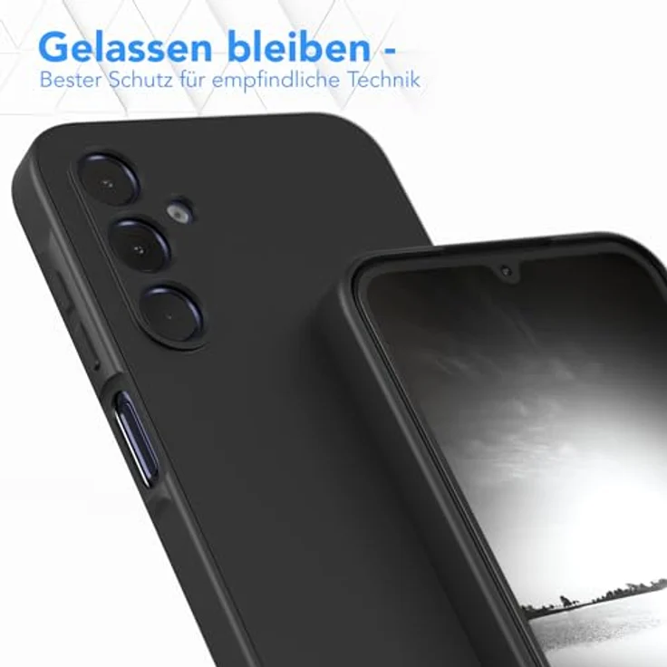 EAZY CASE Silikonhülle für Samsung Galaxy A15, Stoßfeste Schwarz Matt Schutzhülle mit Kameraschutz, Dünn und Kratzresistent, Perfekt für Kabelloses Laden, TPU Phone Bumper – Bild 4