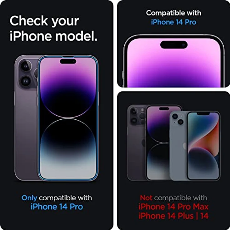 Spigen Glas.tR EZ Fit Schutzfolie kompatibel mit iPhone 14 Pro, 2 Stück, Kratzfest, 9H Härte Folie – Bild 4