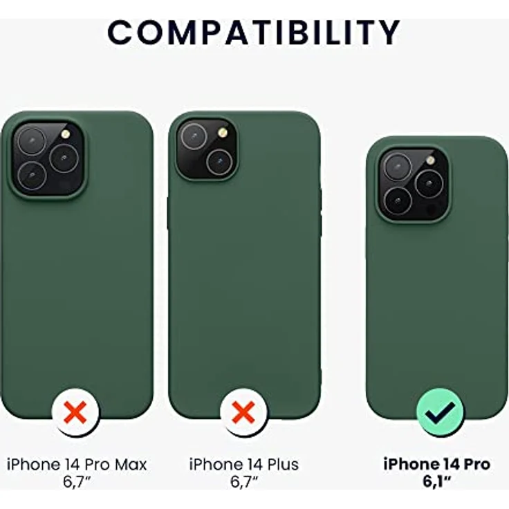 kwmobile Handyhülle für iPhone 14 Pro, Silikon Case in Tannengrün, stoßfest, kabelloses Laden, Anti-Rutsch Design – Bild 2
