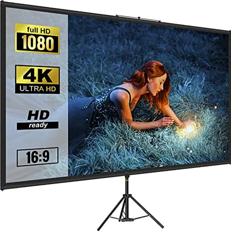 VEVOR 16:9 Beamer Leinwand 4K HD Präsentationswand Stativ Projektionsfläche 227x127cm Rolloleinwand 160-Grad-Betrachtungswinkel Leinwand 200-250cm höhenverstellbar ideal für Heimkino Tagungsraum