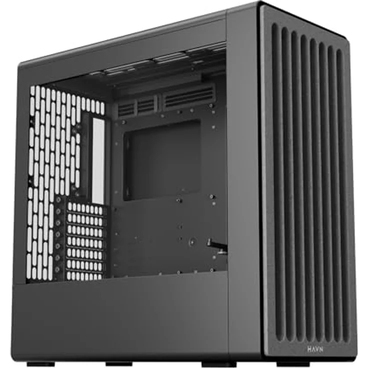 HAVN BF 360 Midi-Tower PC-Gehäuse für E-ATX, Tempered Glass, schwarz, mit Luftstrom-Optimierung und magnetischen Panels – Bild 2
