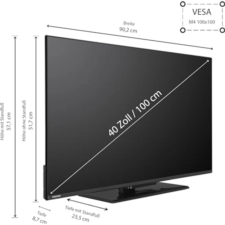 Toshiba QLED Fernseher VIDAA 40QV3F63DDZ, 40 Zoll Full HD Smart TV mit HDR 10 und Triple-Tuner, schwarz – Bild 2