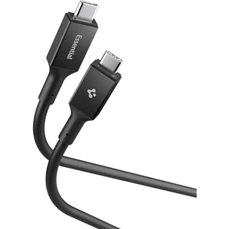 Spigen ACA09460, 2 m USB C Kabel, USB 3.2 Gen 1, 5 Gbit/s, Schwarz – Bild 1