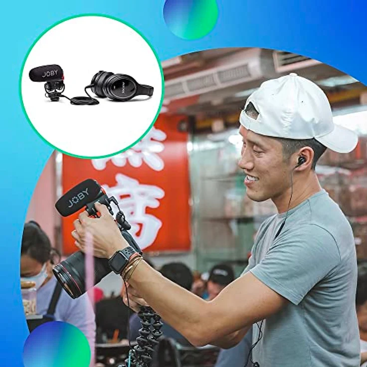 JOBY Wavo Plus, Vlogging-Mikrofon für Kameras, Super-Nierenmikrofon mit Live-Audioüberwachung, Hochpassfilter, Auto-Power-Modus, LED-Batteriestatus, Mikrofon für Kompaktkameras – Bild 2