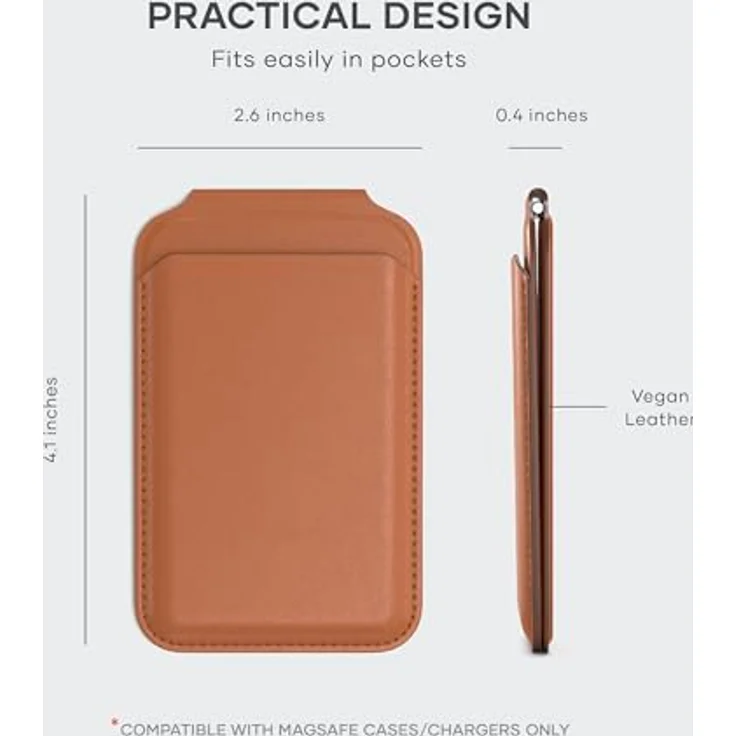 SATECHI Magsafe Wallet und Double Flap Stand - iPhone Wallet mit 4 Kartenfächern, NFC Pass Through, Vegan Leder, Orange – Bild 2