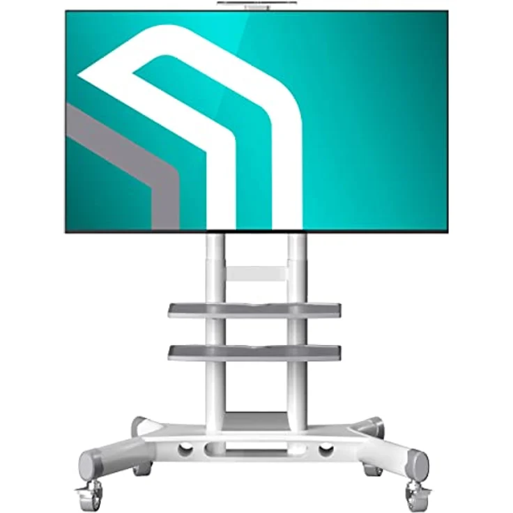 ONKRON TV Bodenständer höhenverstellbar & TV Ständer rollbar - VESA Standfuss 600x400 für 40-70 Zoll LED Flach & Curved Bildschirme bis 45,5 kg/TV Stand mit Zwei AV-Fächern TS1552 Weiß – Bild 1