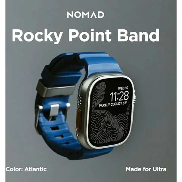 Nomad Smartwatch-Armband Rocky Point Band 42/44/45/ 49mm Atlantic Connector - Leistungsstarkes Uhrenarmband für die Apple Watch, wasserfestes FKM-Material, Titan-Hardware, helles Connector – Bild 6