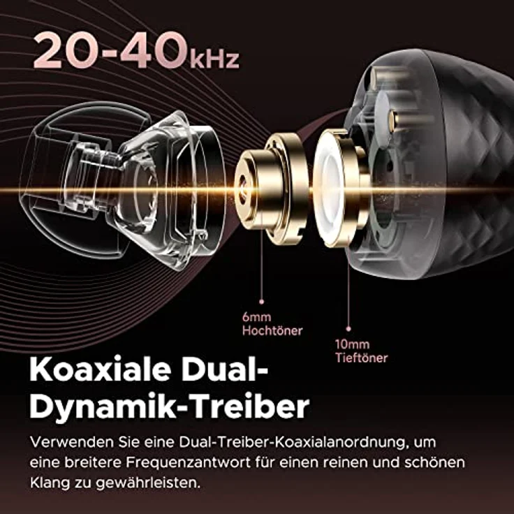 SoundPEATS Engine4 Bluetooth Kopfhörer mit Hi-Res Audio und LDAC, Dual-Dynamic-Treibern für Stereo-Sound Kabellose Ohrhörer, Bluetooth 5.3 und Dual-Device-Verbindung, 43 Stunden, App-Steuerung – Bild 3