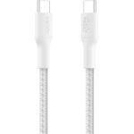 Belkin Eco Geflochtenes USB-C auf USB-C Kabel, 1 m, 240 W Schnellladekabel, flexibel und robust, für iPhone 16, Galaxy S25, MacBook und mehr – Weiß, USB 2.0