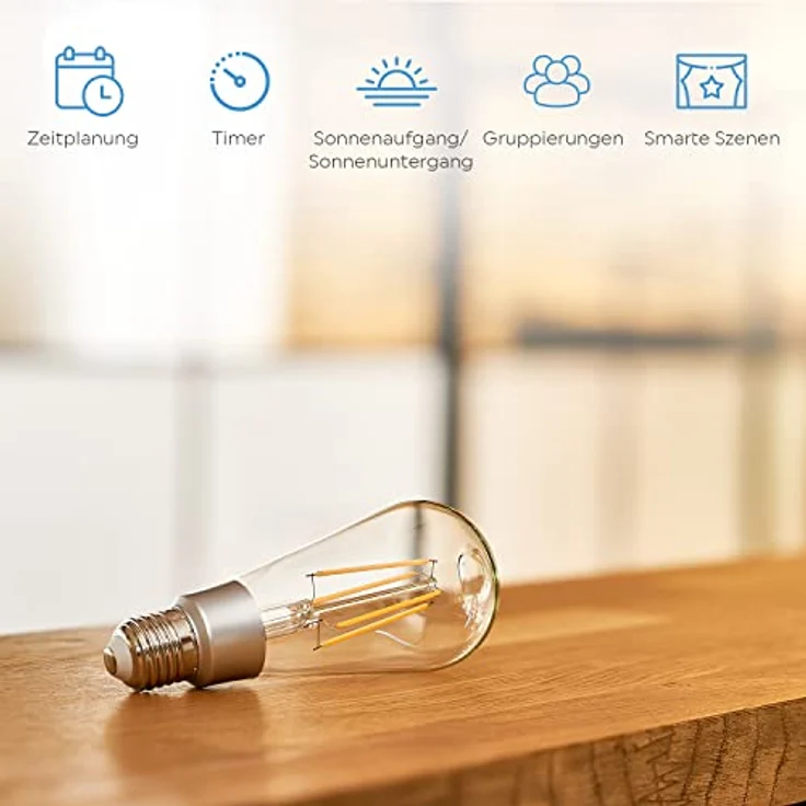 Shelly Vintage ST64 Smart Home Glühbirne dimmbar E27, Digitale Fernbedienung der Retro Glühlampe per App & WLAN, Kompatibel mit Alexa & Google Home, Wifi, 7W, 110V & 220V, Energiesparend, Warmweiß – Bild 5