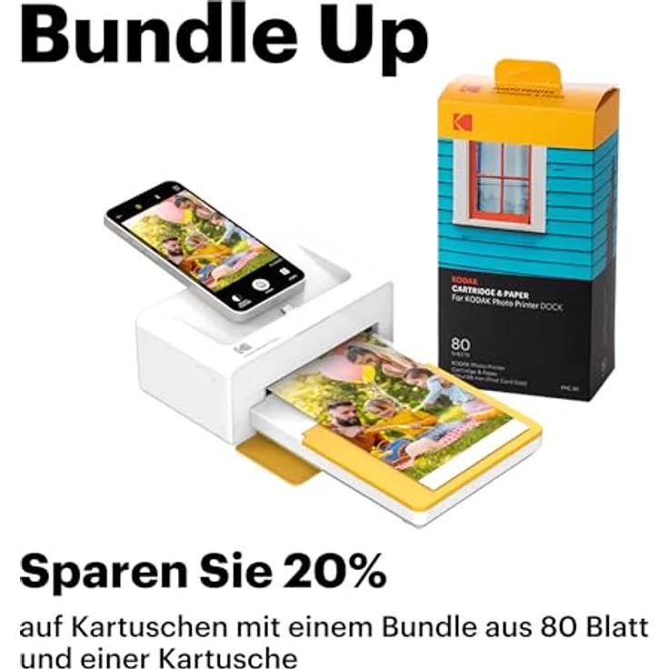Kodak PD460 – Fotodrucker 10 x 15 cm – Bluetooth & Docking – Weiß & Gelb – Bild 2