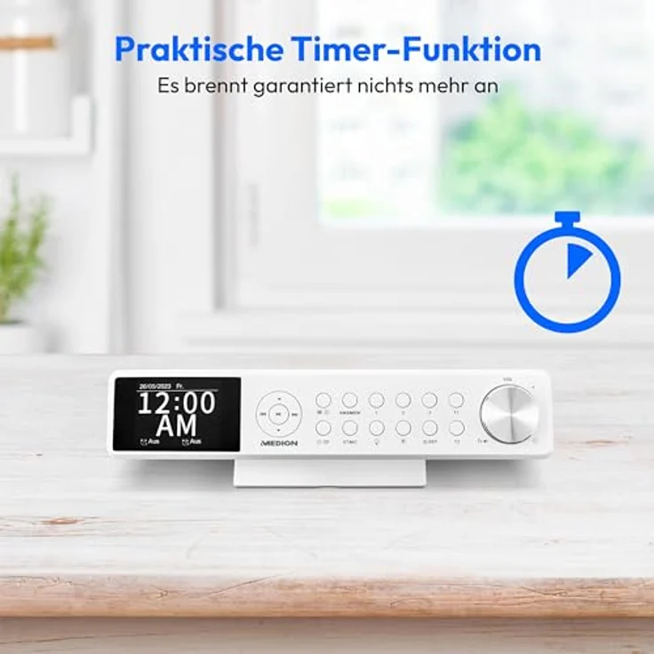 MEDION P66750 Küchen Unterbauradio (DAB+ Küchenradio, PLL UKW Radio, dimmbares TFT Farbdisplay, Koch Timer, Bluetooth, LED Leiste, inkl. Montagematerial) weiß – Bild 4