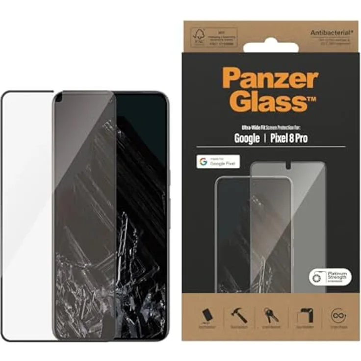 Panzer Glass PanzerGlass Displayschutz für Google Pixel 8 Pro Ultra Wide Fit mit Aligner NEU