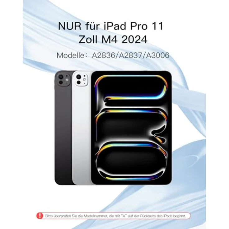 Inateck Hülle mit Tastatur für iPad Pro 11 2024, ACE Touch Ultraleichte Tastatur Abnehmbar, mit Touchpad, Hoch-/Querformat Ständer, QWERTZ, KB04122, Magnetisches abnehmbares Design, Ultraleicht & schlank – Bild 2