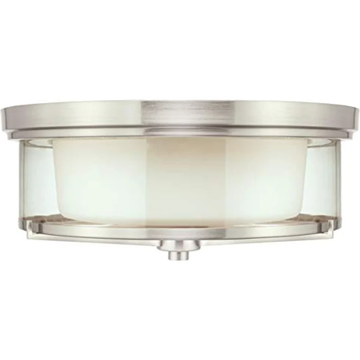 Westinghouse 63312 33 cm Deckenleuchte für den Innenbereich, Gebürstetes Nickel mit mattiertem Glas und Klarglas – Bild 3