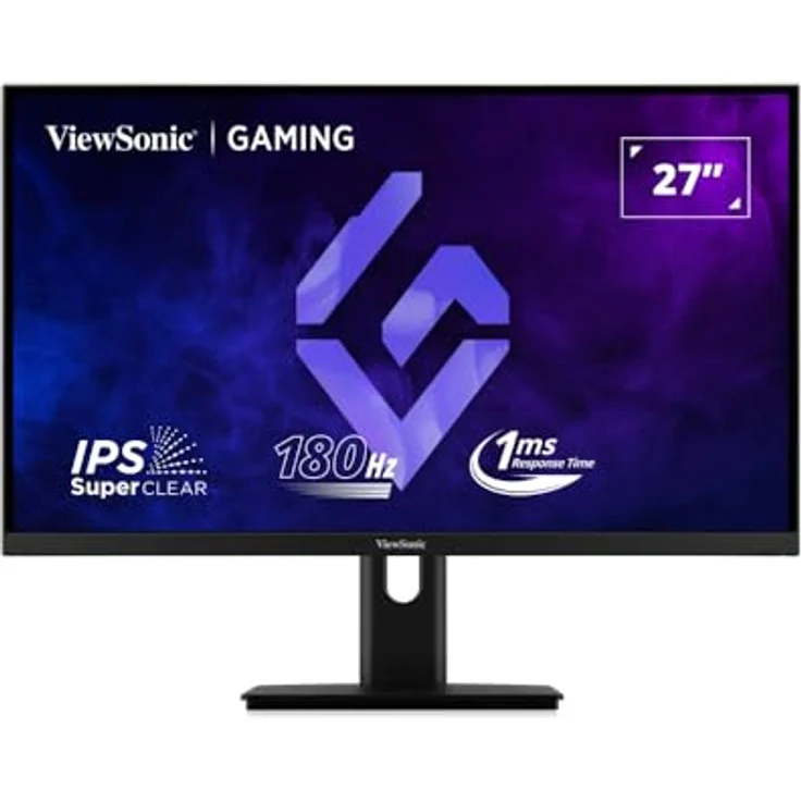 ViewSonic XG27G1 Gaming Monitor, 27 Zoll, 180 Hz, 1 ms MPRT, G-Sync Kompatibel, IPS Panel, HDR 10, Höhen- und neigungsverstellbar, rahmenlos, HDMI 2.0 x 2, DisplayPort – Bild 1