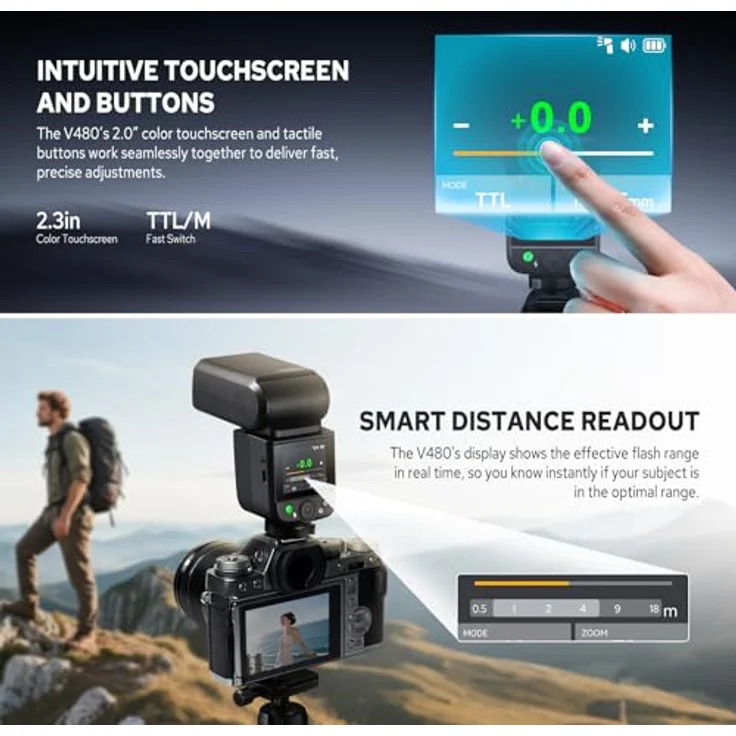 Godox V480 F, Blitzgerät mit Akku für Fujifilm, leistungsstarker Aufsteckblitz – Bild 3