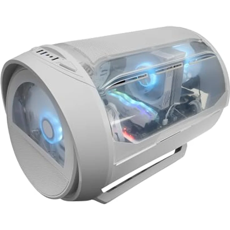 Mars Gaming MC-Cylonw, Mini-ITX/mATX PC Gehäuse mit 200-mm-RGB-Frontlüfter, weiss – Bild 1