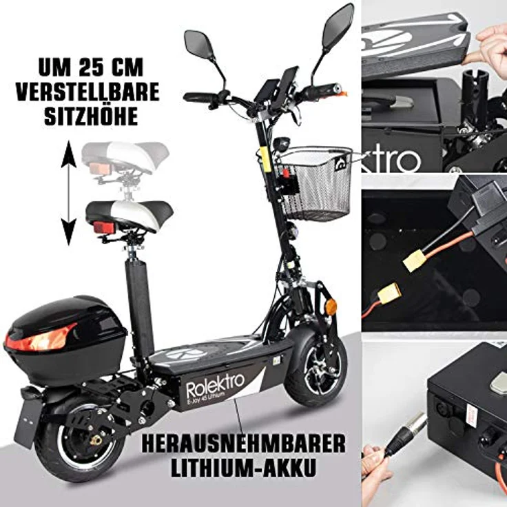 Rolektro E-Joy 45 Elektromoped mit Lithium Akku 45km/h E-Moped 1000Watt Radnabenmotor 50km EU-Zulassung - Preisvergleich – Bild 5