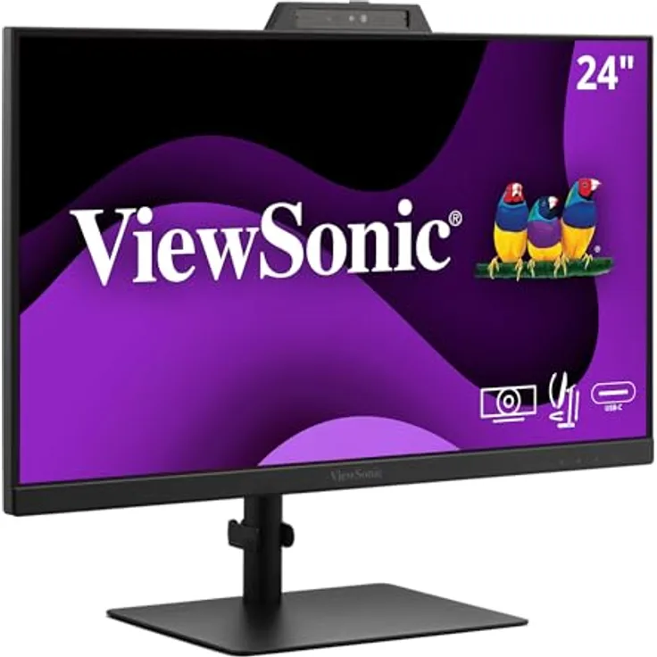 ViewSonic VG2441V MNTN24-C-195 Monitor, 24 Zoll Full HD, integrierte Webcam und Mikrofon