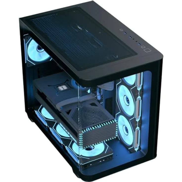 Aerocool PC-Gehäuse Aerocool P500C-G-BK-v1, Tower-Gehäuse, Tempered Glass x 3, ARGB-Lüfter, Micro-ATX/Mini-ITX, Schwarz – Bild 3